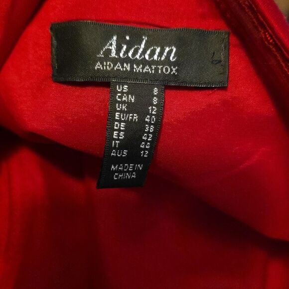 Aidan Mattox Drape Bow Side One Shoulder Mini Dress Red Sz 8 Polyester - Picture 7 of 9